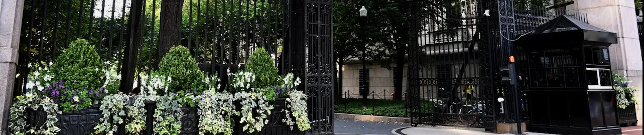 The gates and Public Safety booth on Morningside campus.