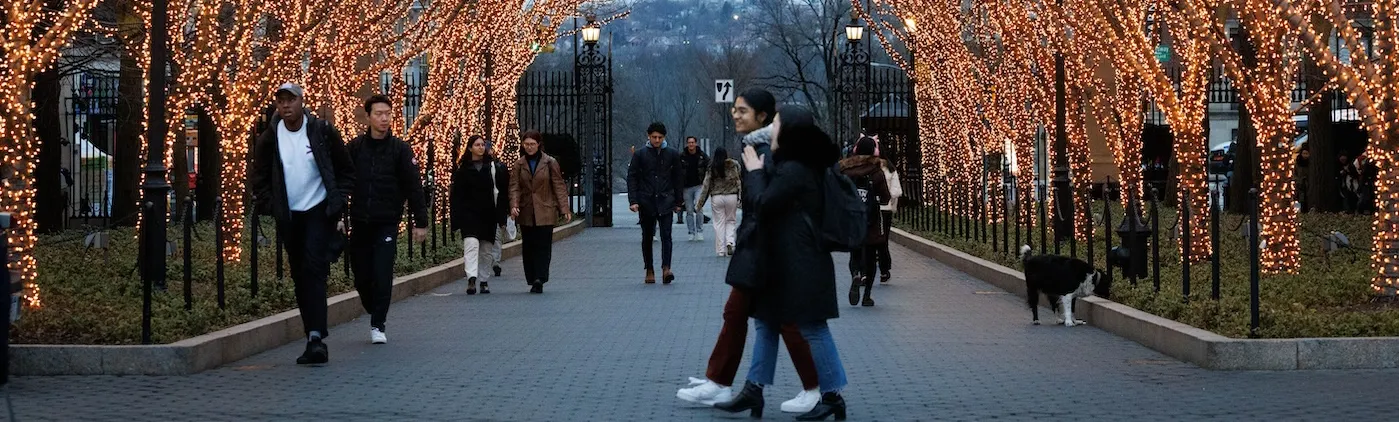 Students on College Walk at Columbia University
