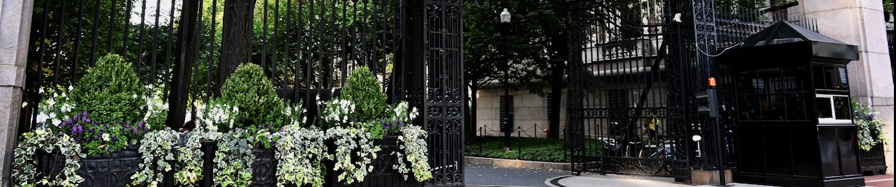 The gates and Public Safety booth on Morningside campus.
